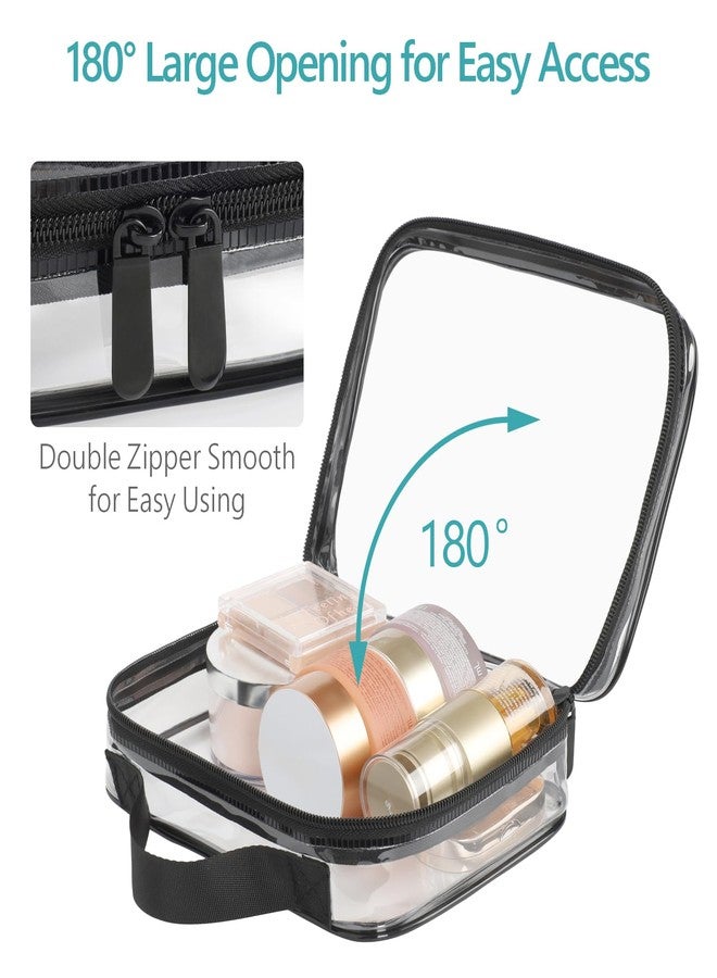 PACKISM Clear Makeup Bag - 2 Pack TSA Approved Toiletry Bag with Handle Large Opening, Clear Toiletry Bag Travel Bags for Toiletries, 1 Medium TSA Quart Carry-On & 1 Large for Checked Luggage, Black - Image 4